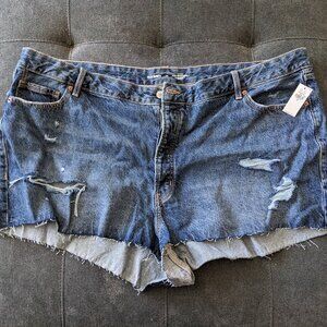 High-Waisted Button-Fly Jean Shorts Plus Size 26 Straight Cut 1.5"Inseam